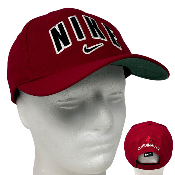 Vintage Nike Cardinal IG Hat Baseball Cap Glass Industries 90s Strapback Red - Picture 1 of 12